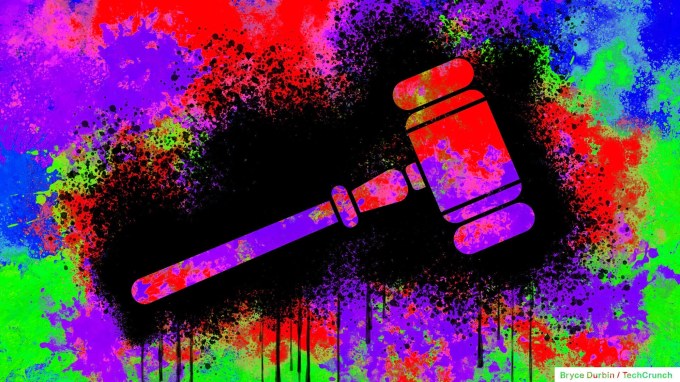 बहुरंगी पार्श्वभूमीवर सचित्र गाव्हलसह गोंधळलेल्या खटल्याचे वर्णन करणारे संकल्पना चित्रण