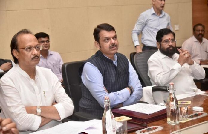Shinde Fadanvis and pawar cabinet meeting
