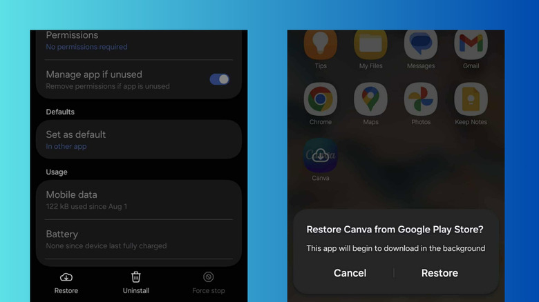 Android सेटिंग्ज आणि ॲप ड्रॉवरमधून संग्रहित ॲप पुनर्संचयित करा