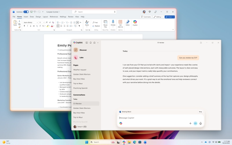 व्हिजन टिटो पूर्ण संगीतकार मायक्रोसॉफ्ट कॉपायलट