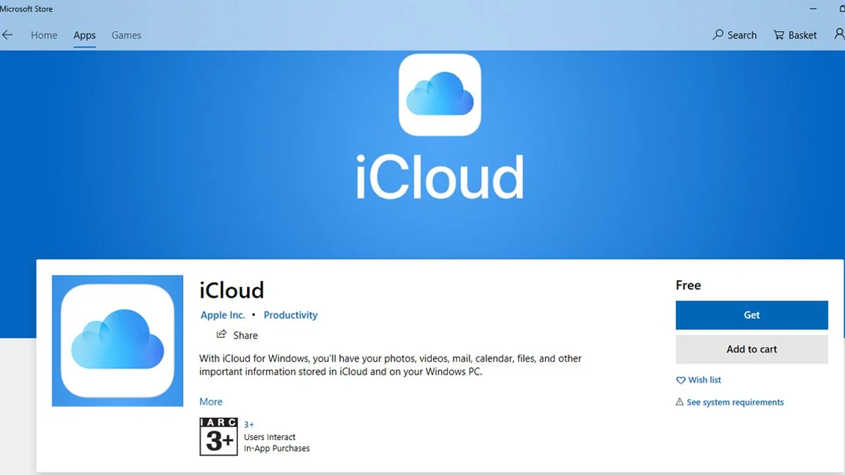 iCloud ॲप मायक्रोसॉफ्ट