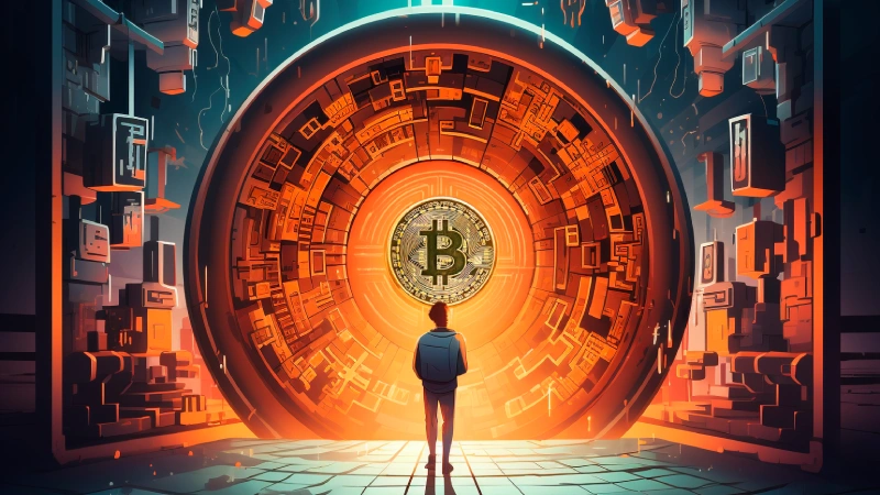 ब्लॉकचेन तंत्रज्ञान कार्टून चित्रण डिजिटल मालमत्ता आणि अंमली पदार्थांची तस्करी