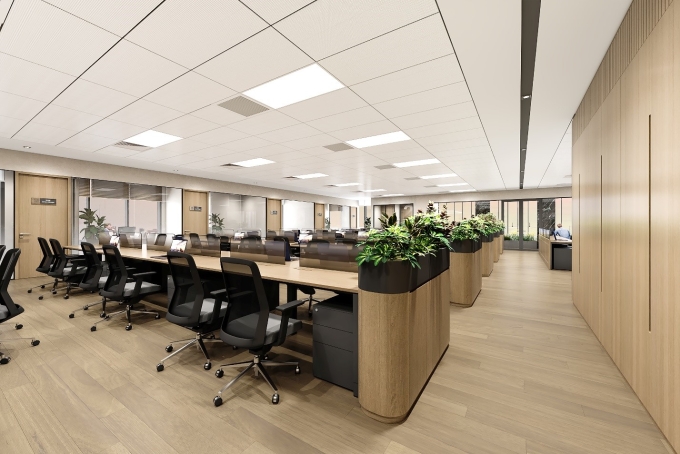 लवचिक डिझाइन आणि सर्वसमावेशक सुविधा OSI द्वारे ओरिएंटल स्क्वेअर येथे पुढील पिढीचा ऑफिस अनुभव देतात. ओरिएंटल स्क्वेअरचे फोटो सौजन्याने