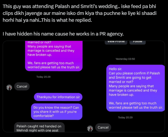 'संबंधित नाही': कोरिओग्राफर गुलनाझ खानने स्मृती मानधनासोबत लग्नाच्या एक दिवस आधी पलाश मुच्छालसोबतच्या वन-नाइट-स्टँड अफवा बंद केल्या