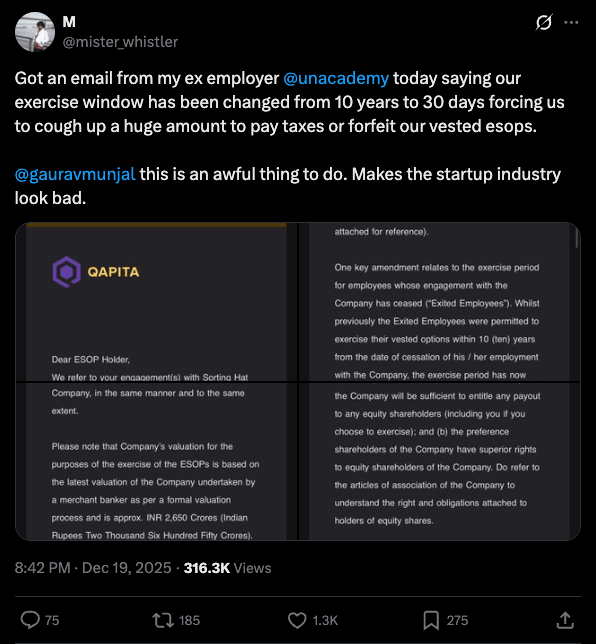 ESOP व्यायाम विंडो बदलण्याबद्दल अनॅकॅडमीचे गौरव मुंजाल यांनी स्पष्टीकरण जारी केले