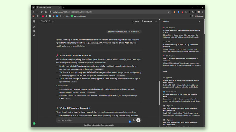 ChatGPT विश्वसनीय स्त्रोतांसह प्रतिसाद देत आहे