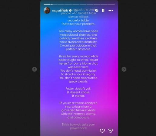 एमएस गोरीने इन्स्टाग्रामवर स्टोरी शेअर केली आहे