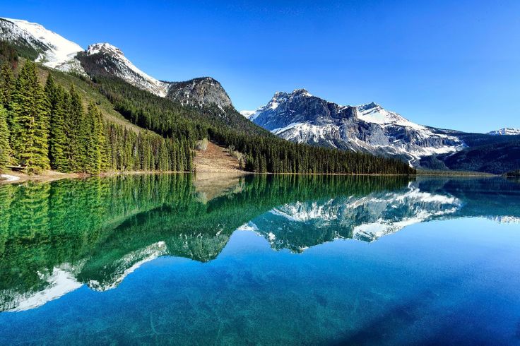 यात हे असू शकते: पर्वत बर्फाने झाकलेले आहेत आणि हिरव्या पाईन वृक्षांनी तसेच स्वच्छ पाण्याने