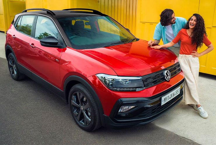 फ्लॅश रेड फॉक्सवॅगन टायगुन जीटी 