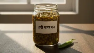 बरणीत हिरवे वाटाणे लोणचे