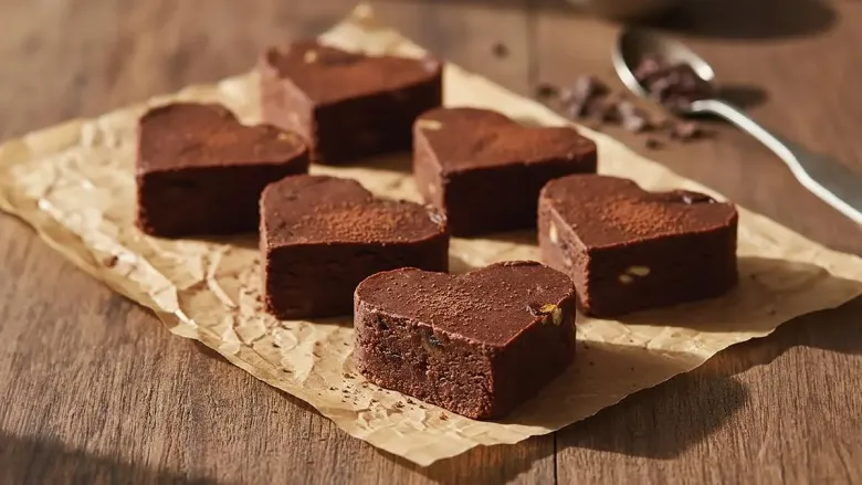 हार्ट शेप चॉकलेट खजूर बर्फी