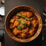 गोड आणि मसालेदार भोपळ्याची करी प्लेटमध्ये रोटी किंवा पुरीसोबत गरमागरम सर्व्ह केली जाते