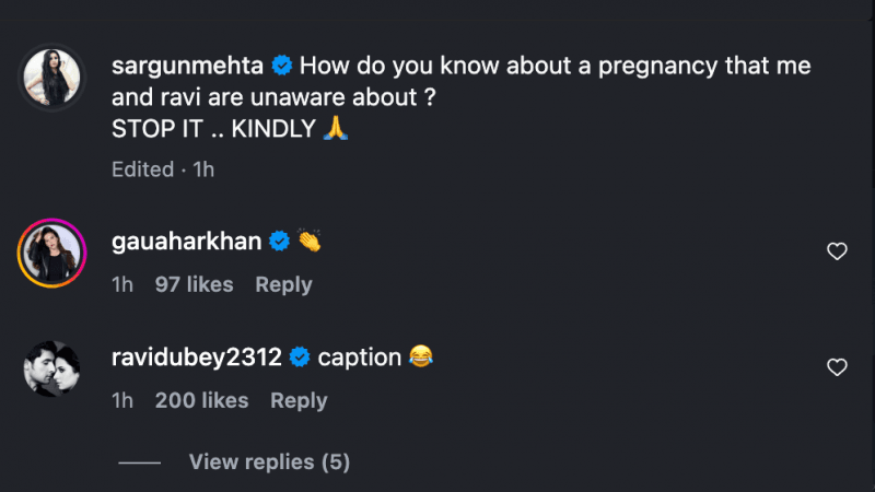 सरगुन मेहता तिच्या पहिल्या मुलापासून गर्भवती आहे का? वृत्तांवर अभिनेत्याची प्रतिक्रिया; रवी दुबे हसला