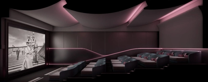 सिंगापूरमधील हाऊस+ बबल स्पा कॉम्प्लेक्समधील सिनेमातील कलाकाराची छाप. हाऊस+ बबलचे फोटो सौजन्याने