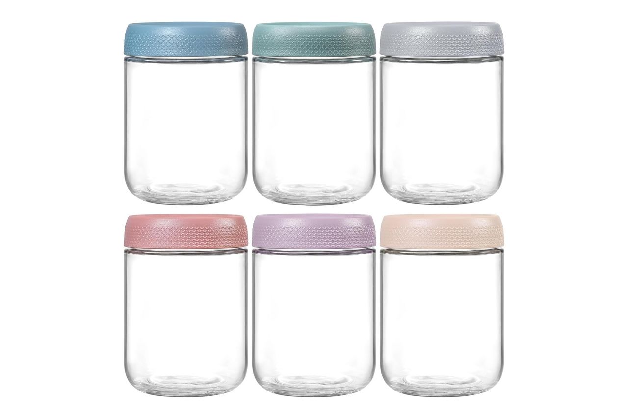 Netany 6 पॅक 16 Oz रात्रभर झाकण असलेले ओट्स कंटेनर ऍमेझॉन