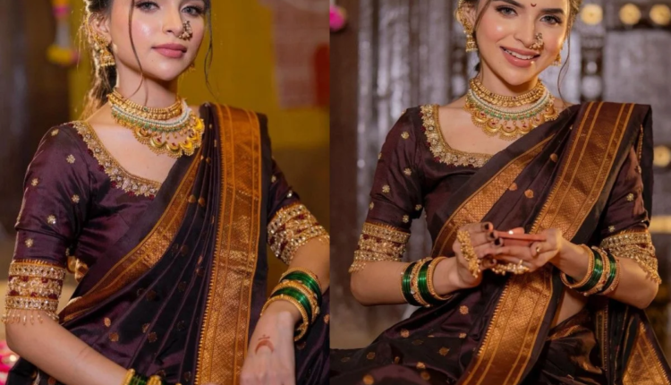 आरी वर्क ब्लाउजसोबत कालांजली पैठणी 