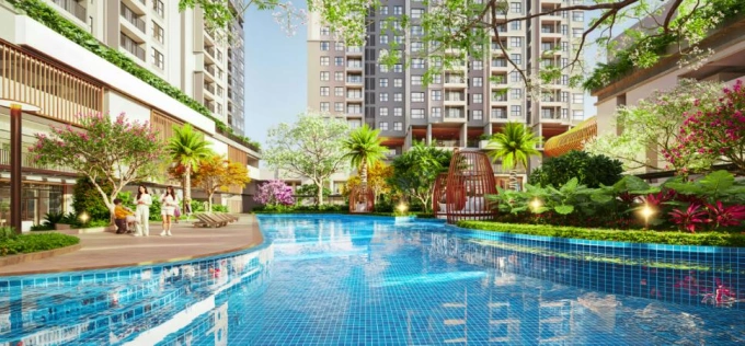 प्रकल्पातील सुविधांची कलाकारांची छाप. फु माय हंग च्या थ्रीडी फोटो सौजन्याने