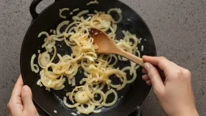 चिरलेला कांदा परतावा.