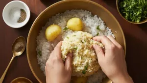 साबुदाणा टिक्की साहित्य मिक्स करावे.