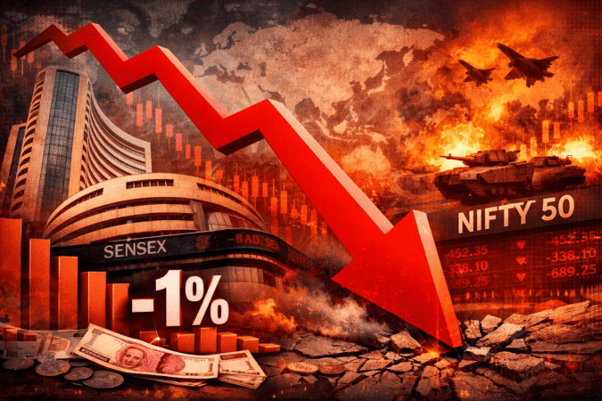 भू-राजकीय तणावामुळे सेन्सेक्स, निफ्टी 1 टक्क्यांहून अधिक घसरले
