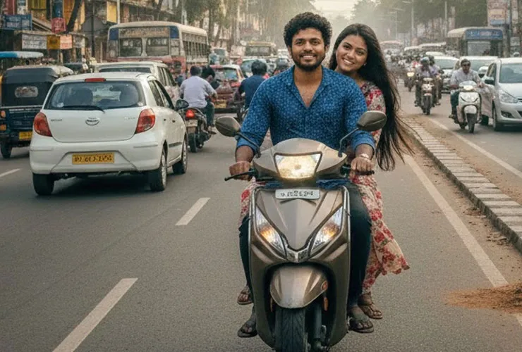 केरळमध्ये हेल्मेटशिवाय दुचाकी चालवणे