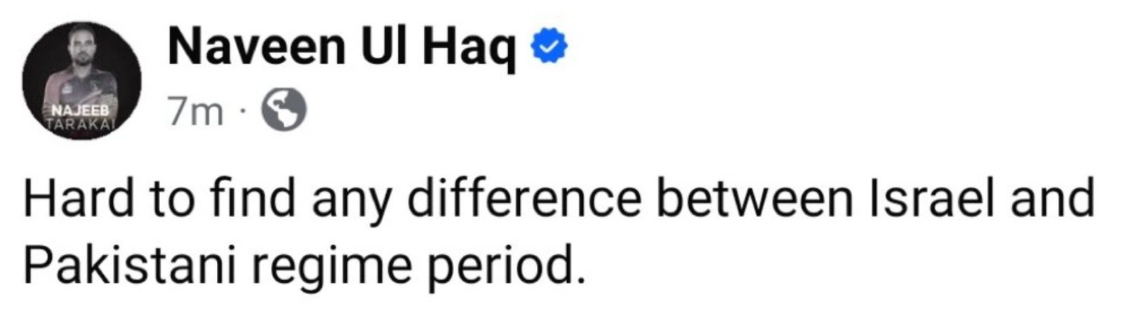 नवीन उल हकची एफबी पोस्ट