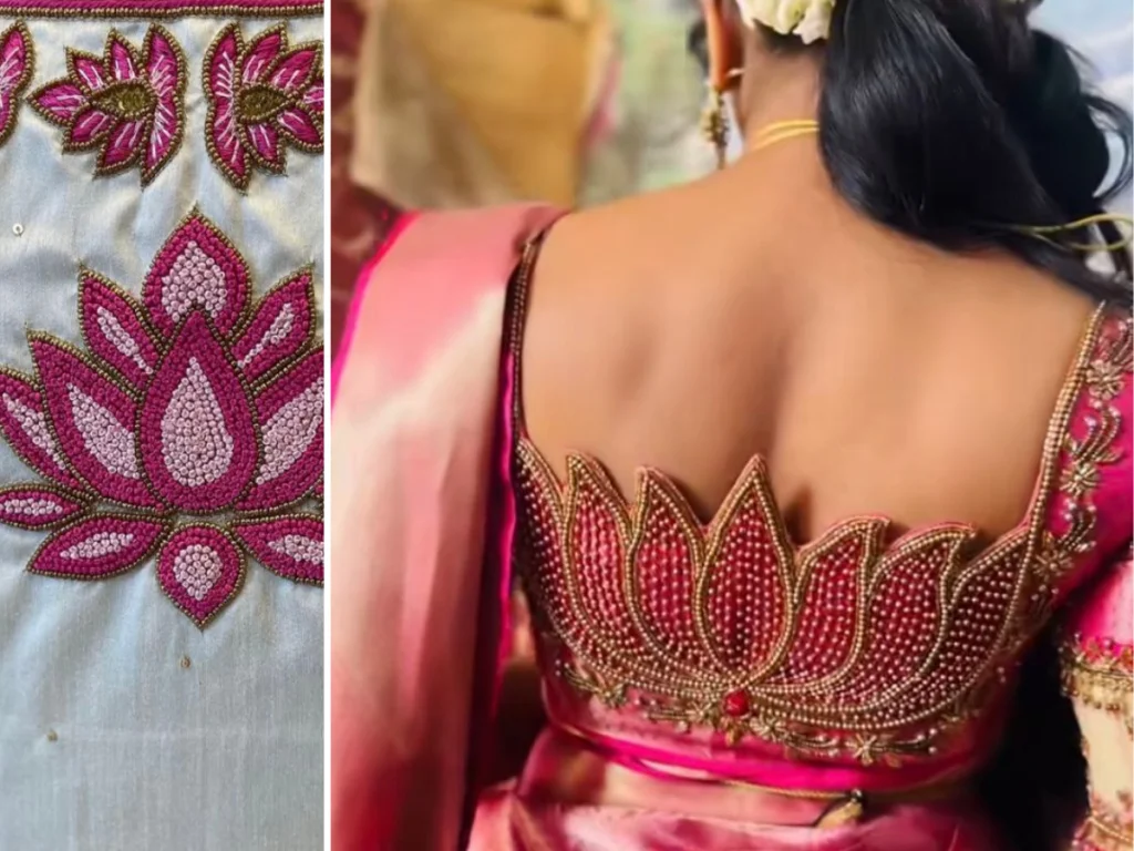 भरतकाम कमळ डिझाइन ब्लाउज