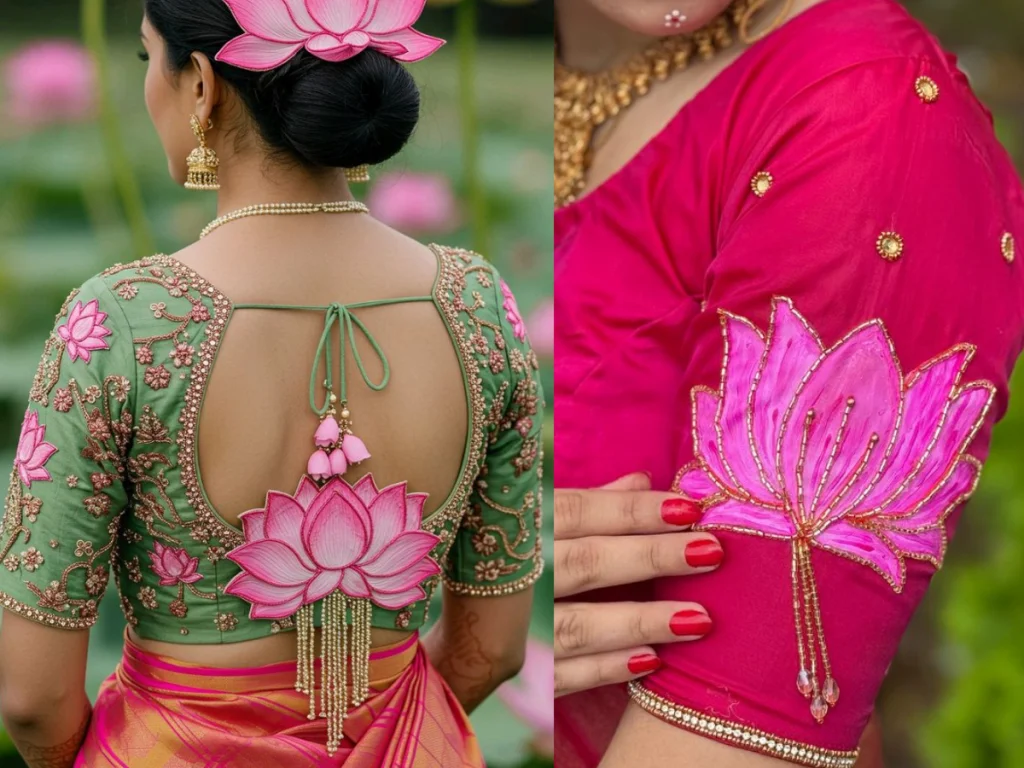 लटकन सह पॅच वर्क कमल ब्लाउज