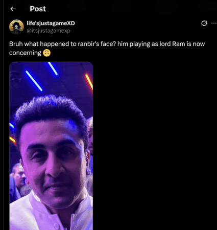 रामायण एलए इव्हेंटमध्ये रणबीर कपूरला ओळखता येत नाही म्हणून वयाची लाज वाटली; चाहत्यांना केसांची रेषा आणि सुजलेला चेहरा लक्षात येतो