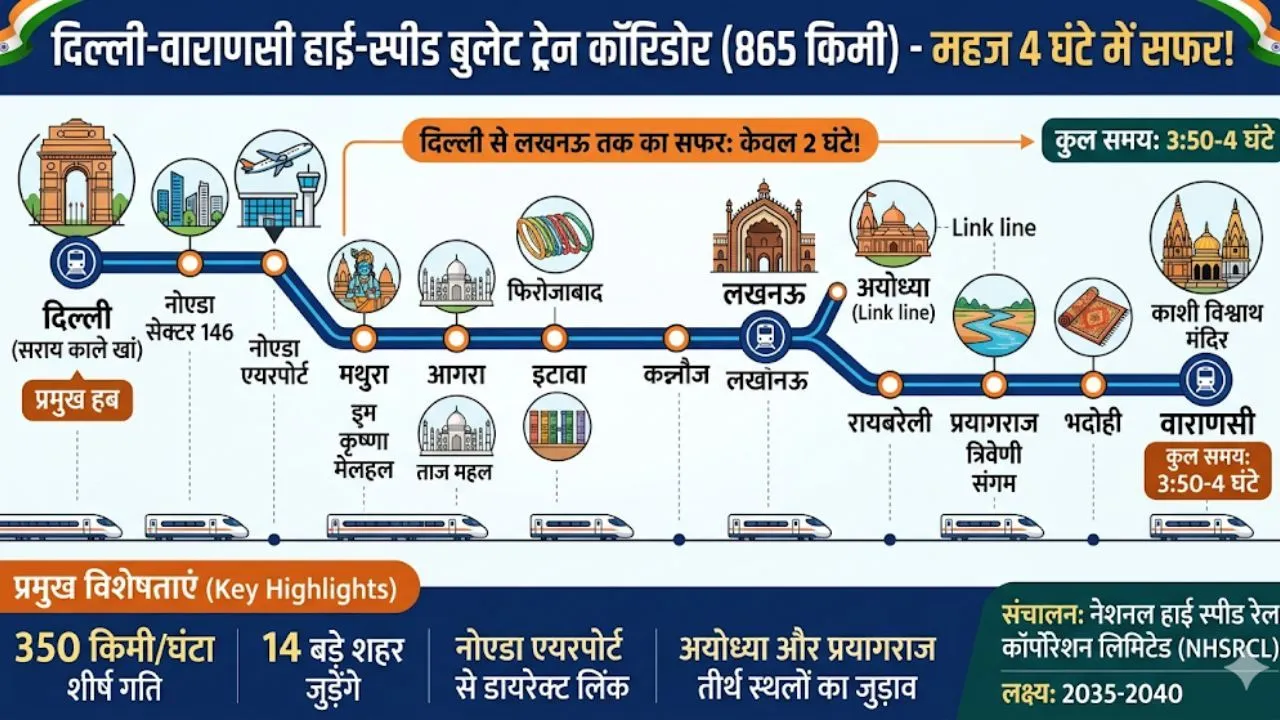 दिल्ली वाराणसी बुलेट ट्रेन मार्ग