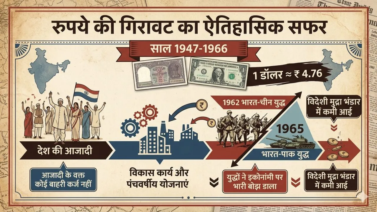 रुपयाच्या घसरणीचा ऐतिहासिक प्रवास