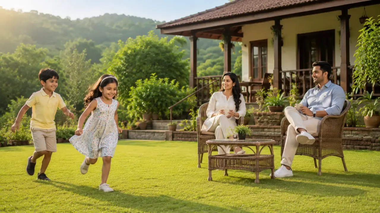 एका छोट्या आरामदायी सुटकेदरम्यान एकत्र दर्जेदार वेळेचा आनंद घेत असलेले कुटुंब