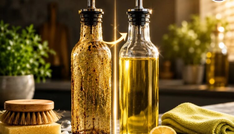 oil bottle cleaning tips remove sticky grease from oil container