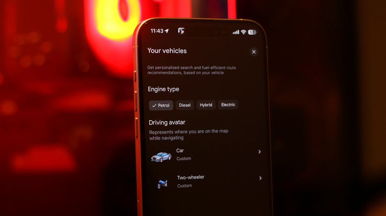 Google नकाशे वाहन सानुकूलित सेटिंग्ज
