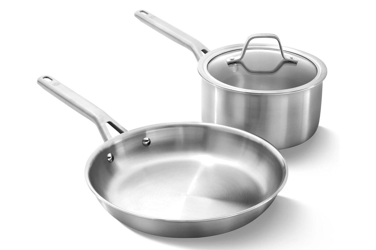 Amazon Calphalon Brushed 3-Ply स्टेनलेस स्टील कुकवेअर सेट क्रेडिट: ऍमेझॉन