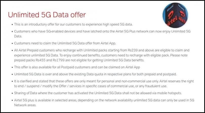एअरटेलने स्पष्ट केले की मोबाइल हॉटस्पॉटद्वारे अमर्यादित 5G डेटा सामायिक केला जाऊ शकत नाही; 300GB वाजवी वापर मर्यादा लागू