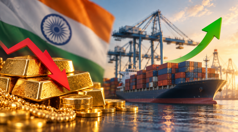 भारतातील सोन्याची आयात ऑगस्टमध्ये 57.7% घसरून $2.3 अब्ज झाली आहे कारण एकूण आयात 14.1% वाढली आहे.
