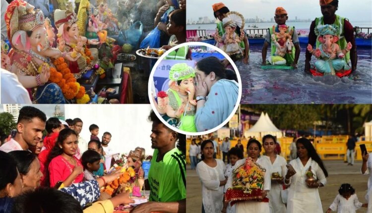 Mumbai, mumbai ganpati visarjan, emotional farewell to g anpati bappa, five days ganpati visarjan, ganpati immersion 2026, पाच दिवसांच्या गणपीत बाप्पाचे विसर्जन