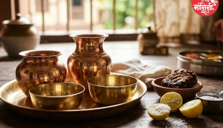 clean brass vessels at home