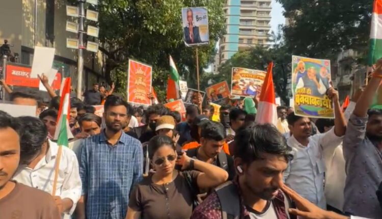Posters held by youth at the CJP protest in Shivaji Park drew attention
